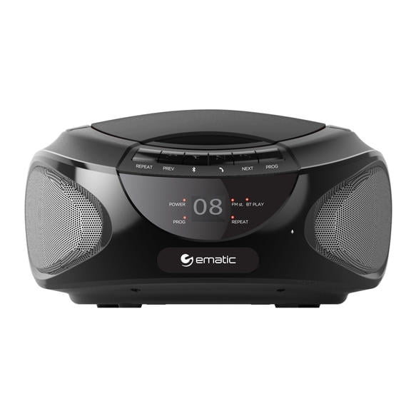 Ematic CD Boombox with AM/FM Radio, Bluetooth Audio and Speakerphone - Black