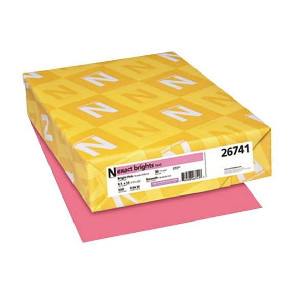 Neenah Paper 26741 8.5 in. x 11 in. 20 lbs Bond Weight Exact Brights Paper - Bright Pink (500/Ream)