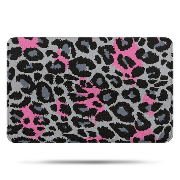 Gray and Pink Of Leopard Print Bathroom Rugs Mat,Non Slip Microfiber Bathroom Rug,Rubber Backing,Soft Bathroom Mats for Bathroom Floor,Tub and Shower,17x27in(43x68cm)
