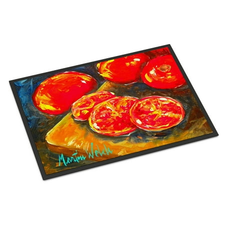Vegetables - Tomatoes Slice It Up Door Mat (Best Way To Slice A Tomato)