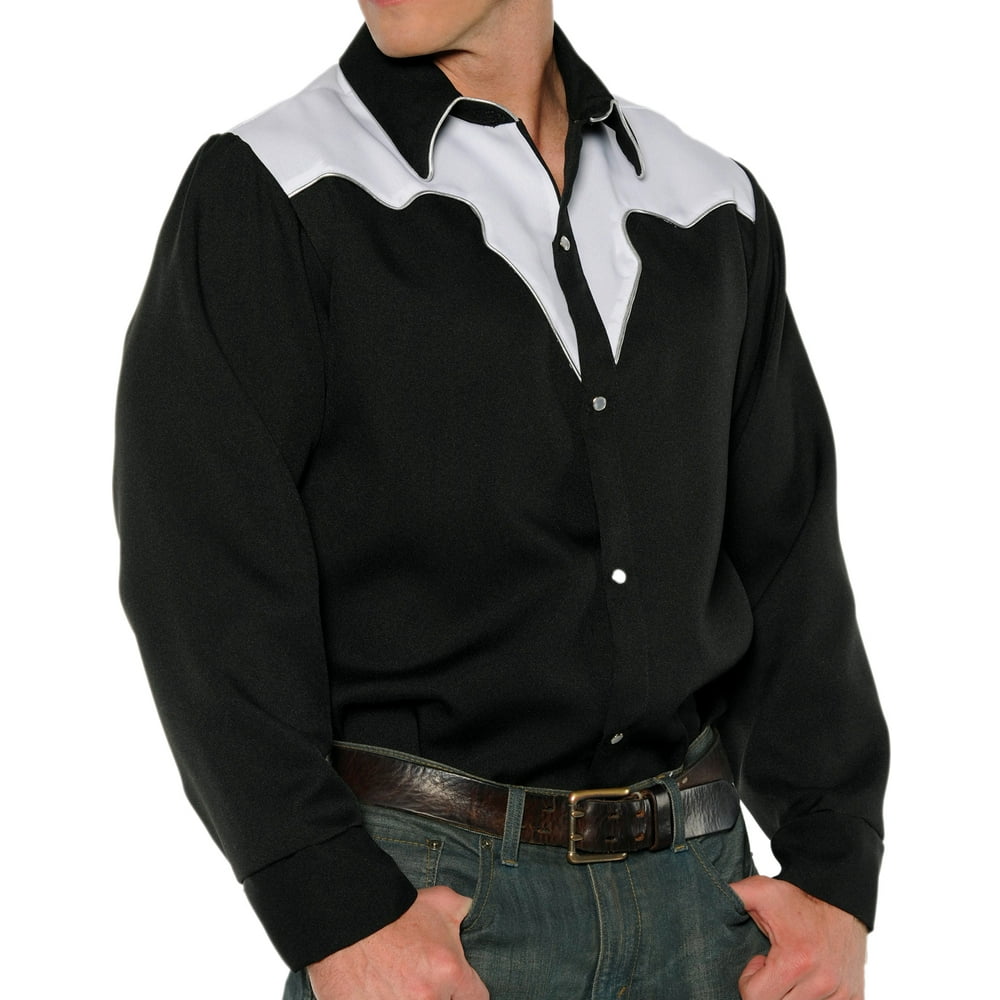 Black White Fancy Western Rodeo Cowboy Adult Mens Costume Shirt