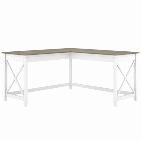 UPC: 0042976131463 | Bush Furniture Key West 60  L Shaped Desk  Pure White & Shiplap Gray