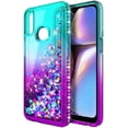 thumbnail image 3 of Nagebee Case for Samsung Galaxy A10s with Tempered Glass Screen Protector (Full Coverage), Sparkle Glitter Flowing Liquid w/Bling Diamond, Girls Cute Phone Case for Galaxy A10s (A107) (Aqua/Purple), 3 of 6