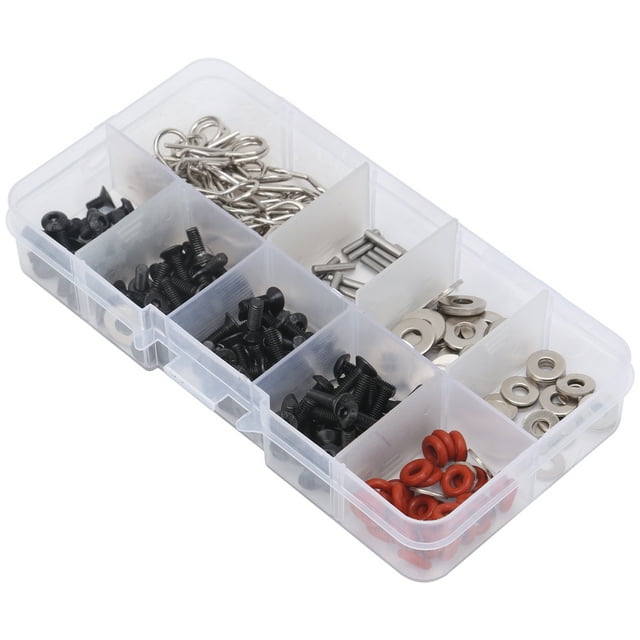 Domqga RC Vis de Remplacement, 270pcs RC Métal Vis Accessoire Kit de Remplacement pour 1/8 1/10 Voiture de Contrôle à Distance, RC Vis
