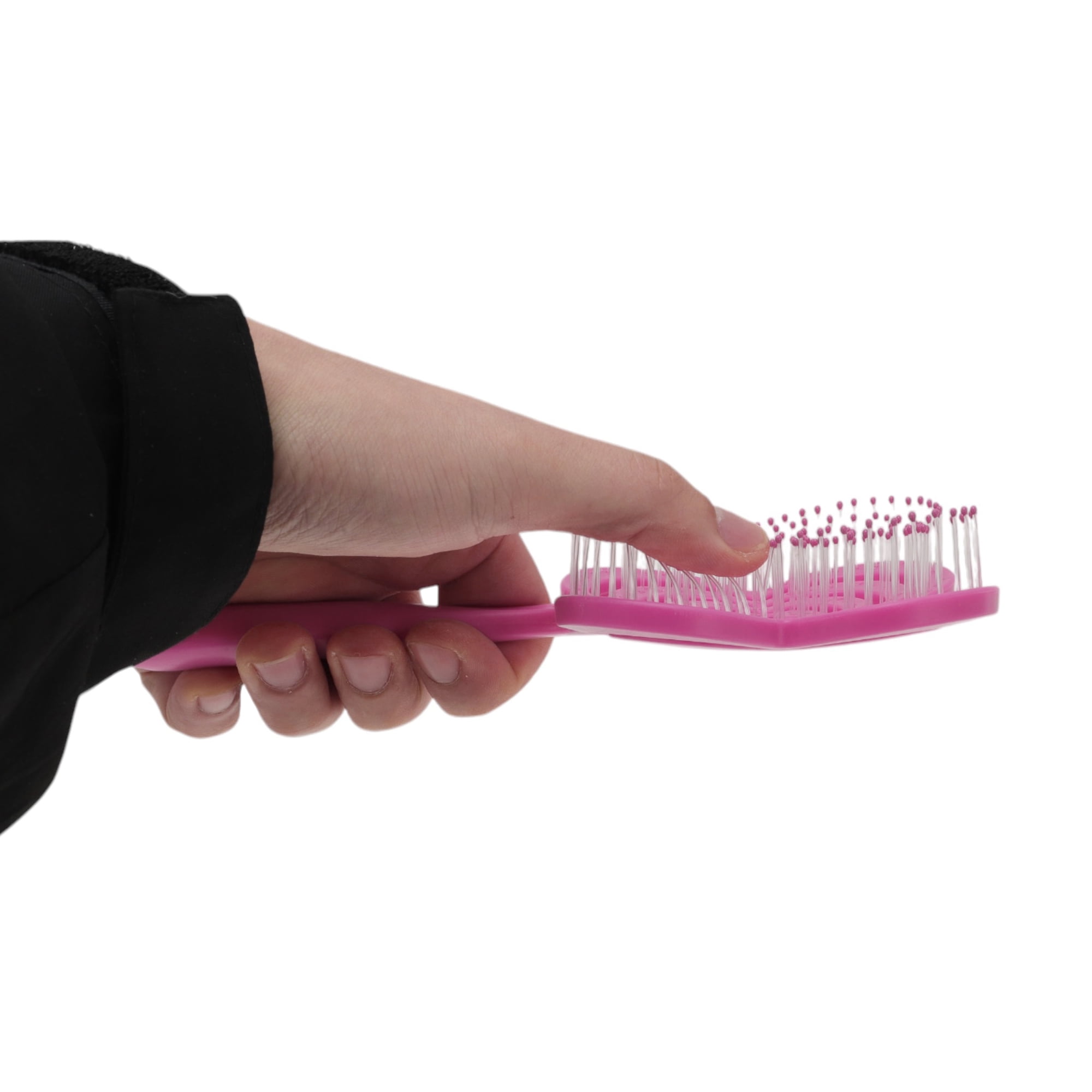 Unique Bargains 1 Pc Solid Four-leaf Clovers Hollow Comb Hair Brush Rose Red