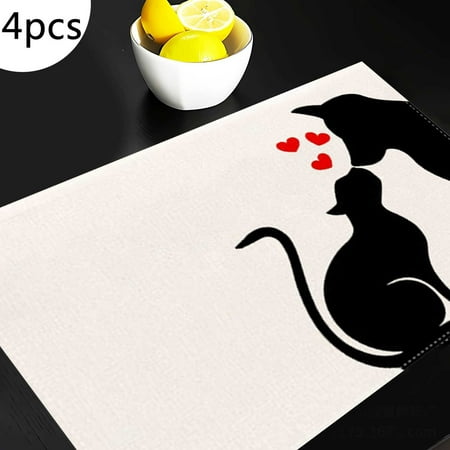 

EIALIVE Placemat 4PCS Valentine s Day Love Gnome Truck Pattern Stain Proof Tablecloth Placemat