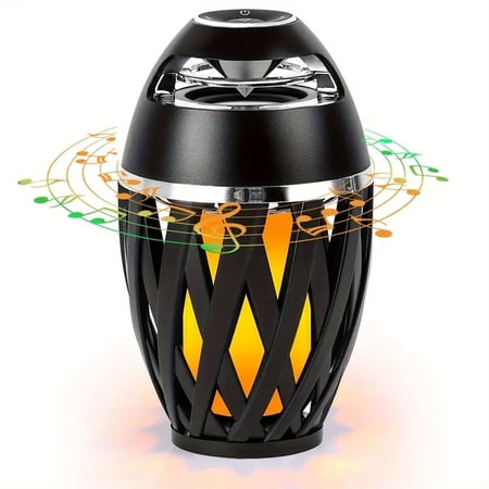 Portable Bluetooth 5.0 Indoor/Outdoor Wireless Speaker LED Flashlight Mood Lighting Effect 5W Audio USB Speaker 2000mAh Battery LED Flame Speaker IPX4 Waterproof Flame Flashlight Flame Speaker