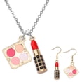thumbnail image 1 of 1 juego de collar y pendientes para dama, elegantes accesorios de joyería con forma de cosméticos., 1 of 7