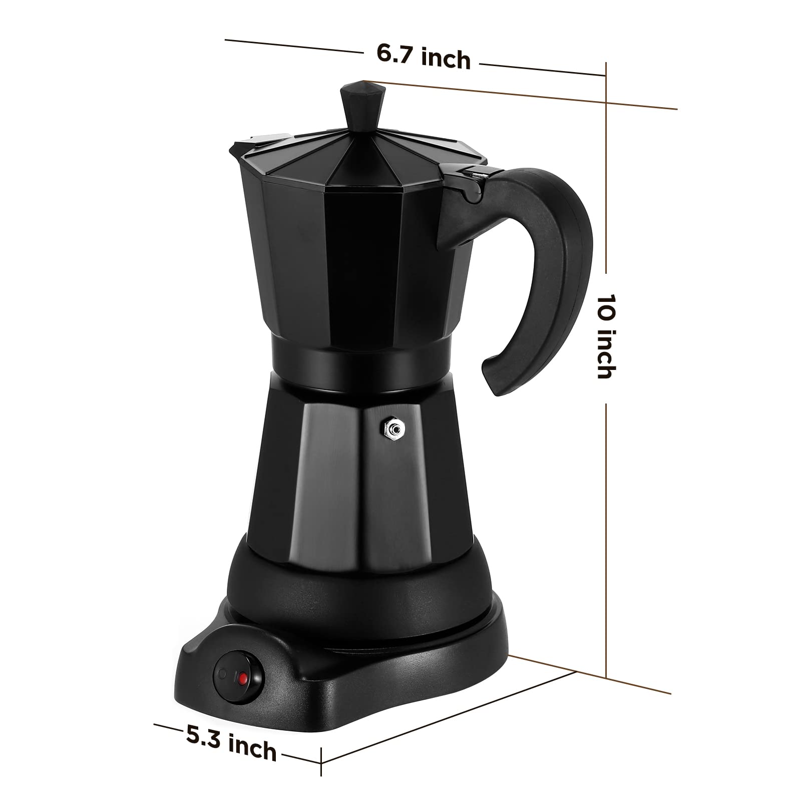 Italian Electric Moka Pot 6 Cup, Espresso Coffee Maker Machine, Portable Cafeteras Electricas for Americano Iced Coffee, Aluminum Construction, Red
