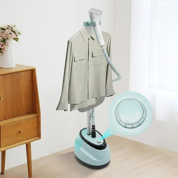 1350W 2 in 1 Standing Steamer with Burning Protection Professional Steamer for Clothes w/Ironing Board Hanger 0.42gal Water Tank Steaming can1 hour Ten-level Adjustment (Blue)