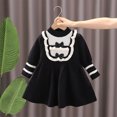 thumbnail image 2 of VERUGU Toddler Dress Girls Baby Cute Lace Bow Patchwork Color Long Sleeve Round Neck Dress 1-8 Years, 2 of 3