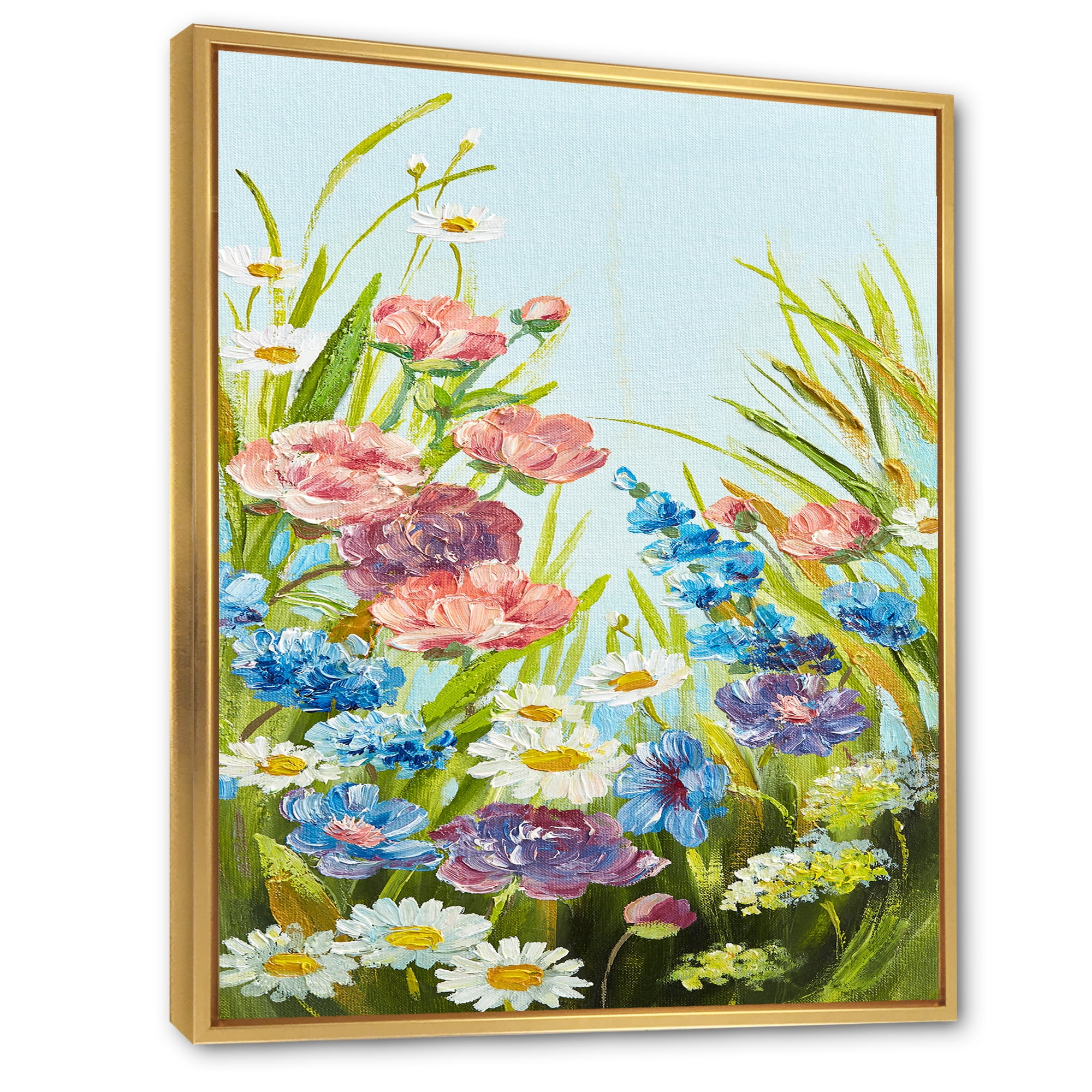 Designart 'Still Life Of Colorful Wildflowers With Leaves III' Traditional Framed Canvas Wall Art Print