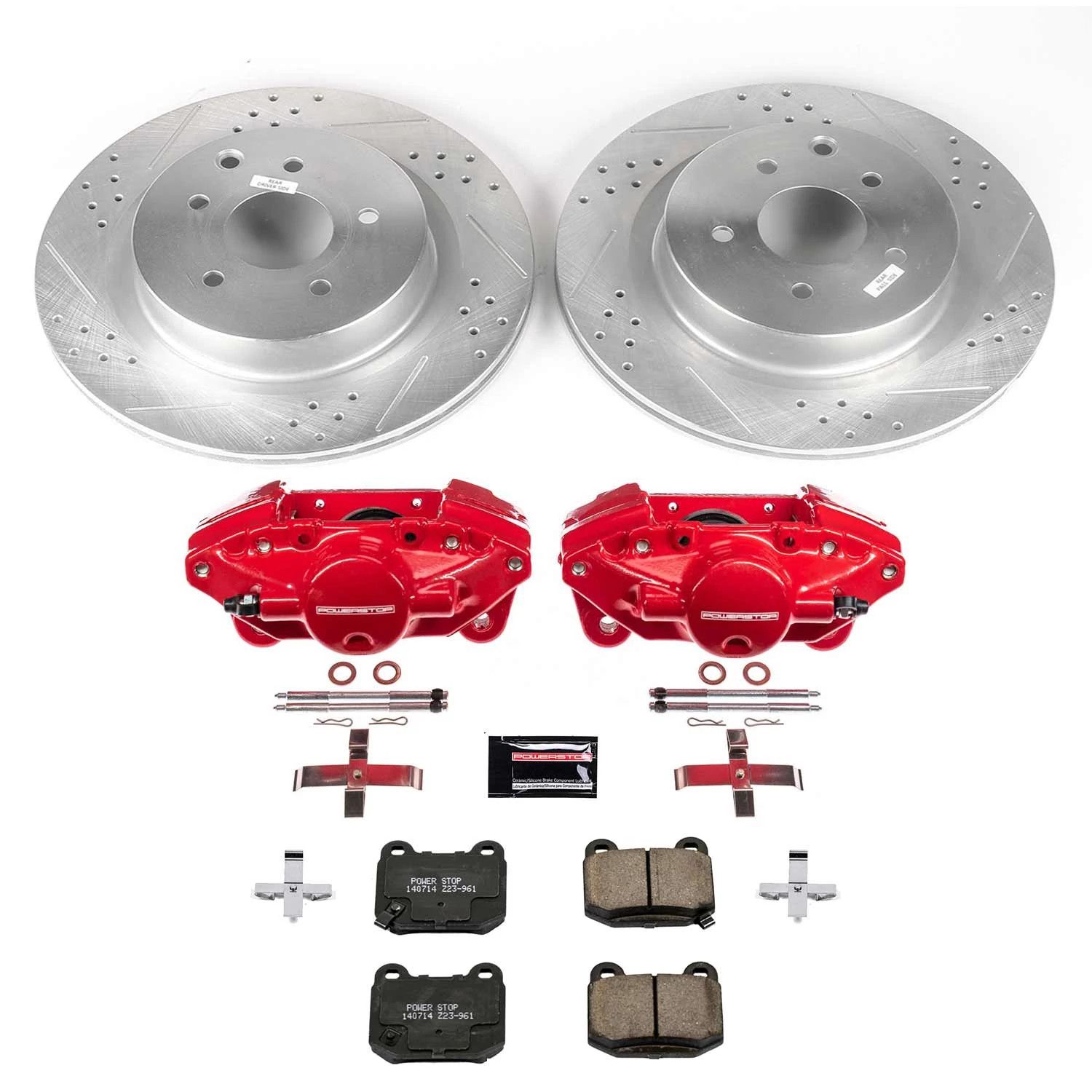 PowerStop Rear Z23 Evolution Sport Brake Pad and Rotor Kit with Red Powder Coated Calipers Fits: INFINITI NISSAN Select Models KC5303