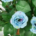 thumbnail image 2 of HAOSHICS 2Pcs Artificial Rose Vines Flowers Hanging Plant Flowers Fake Rose Heads Green Plant Hanging Silk Rose for Wedding Garden Wall Decoration (Blue), 2 of 2