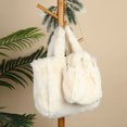 thumbnail image 3 of Bolso de viaje de felpa suave Otoño Invierno bolso de mano femenino cálido Simple Casual para el trabajo, 3 of 9
