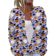 thumbnail image 2 of Halloween Cardigan for Women Cute Halloween Pumpkin Womens Cardigan Sweaters Button Knit Cropped Long Sleeve Fall Holiday Plus Size Tunic Sweater Purple Pink 4XL, 2 of 6