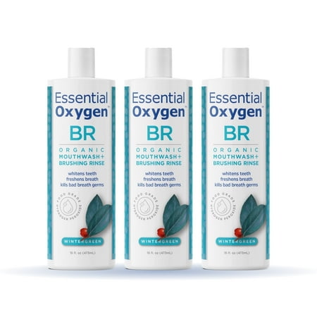 Essential Oxygen BR Organic Mouthwash, Alcohol-Free, Anticavity, Wintergreen, 16 Oz 3 Pack