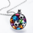 thumbnail image 2 of Football Elegant Circular Glass Pendant Necklace, 2 of 5