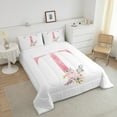 thumbnail image 4 of Erosebridal Letter Personalized Comforter Sets Queen Size,Floral Flower Bedding Queen Comforter Set,Initial Monogrammed Bedding Sets Queen with Comforter,Teens Bedroom Decor,Reversible,3 Pieces, 4 of 8
