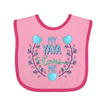 Inktastic My Yaya Loves Me with Hearts and Flowers Boys or Girls Baby Bib
