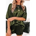 thumbnail image 2 of Ekouaer Satin Pajamas for Women Short Sleeve Silk Pajama Sets Soft Sleepwear Top with Causal Pj Shorts, 2 of 5