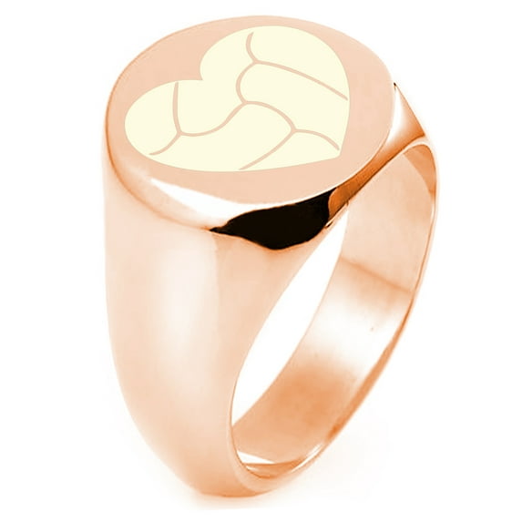Sterling Silver Love Volleyball Heart Engraved Round Flat Top Polished Ring