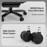 Ninecer High Back Executive Office Chair, Big and Tall PU Leather Office Chair, Heavy Duty Computer Desk Chair, Reclining Office Chair with Footrest 400lbs, Black