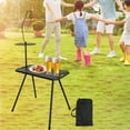 thumbnail image 3 of Mesa de camping plegable para exterior con patas de acero al carbono y bolsa de almacenamiento, ligera, de polipropileno. negro,Negro,45×45×12 cm, 3 of 3