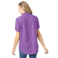 thumbnail image 2 of Woman Within Plus Size Petite Short-Sleeve Button Down Seersucker Shirt, 2 of 6