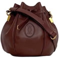 thumbnail image 2 of Pre-Owned Cartier Shoulder Bag ec-24802 Bordeaux Must Leather Crossbody Bucket Wine... (Good), 2 of 11