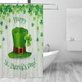 thumbnail image 3 of JOOCAR St. Patrick's Day Shower Curtain, Green Shamrock Clover Leaf Hat Decor Bathroom Curtains Set with 12 Hooks, Durable Waterproof Fabric, 72x72 Inch, 3 of 7