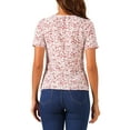 thumbnail image 3 of INSPIRE CHIC Women's Printed Tie V Neck Short Sleeves Straight Loose Blouse Tops, 3 of 4