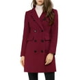 thumbnail image 2 of Abrigo de invierno para mujer INSPIRE CHIC con solapa muesca, abrigo de trench de doble botonadura, talla XL, burdeos, 2 of 7