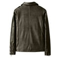 thumbnail image 3 of Maoxin Men's Leather Jacket Men's New Thin Leather Coat Youth Motorcycle Jacket Leather Jacket Plus Size Army Green M, 3 of 3