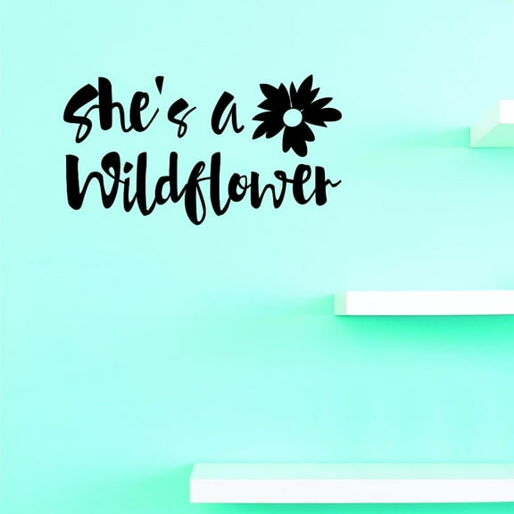 Custom Decals Shes A Wildflower Wall Art Size: 16 X 16 Inches Color: Black