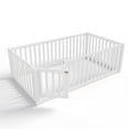 thumbnail image 5 of Bellemave Twin Montessori Bed Frame, Wood Twin Size Floor Bed with High Fence Rails, Twin Beds Frame for Bedroom Playroom (White), 5 of 8