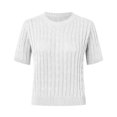 thumbnail image 7 of LQCMBYF Womens Spring Tops Womens Short Sleeve Pullover Knitted Sweater Round Neck Solid Color Casual Fashion Western Style Top Womens Shirts Shirts for Women(White,L), 7 of 7
