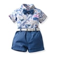 thumbnail image 4 of LYMAYTER Toddler Baby Boys Summer Floral Shirt Shorts Outfit Set Newborn Formal Shorts Suit with Bow-Tie, 4 of 10