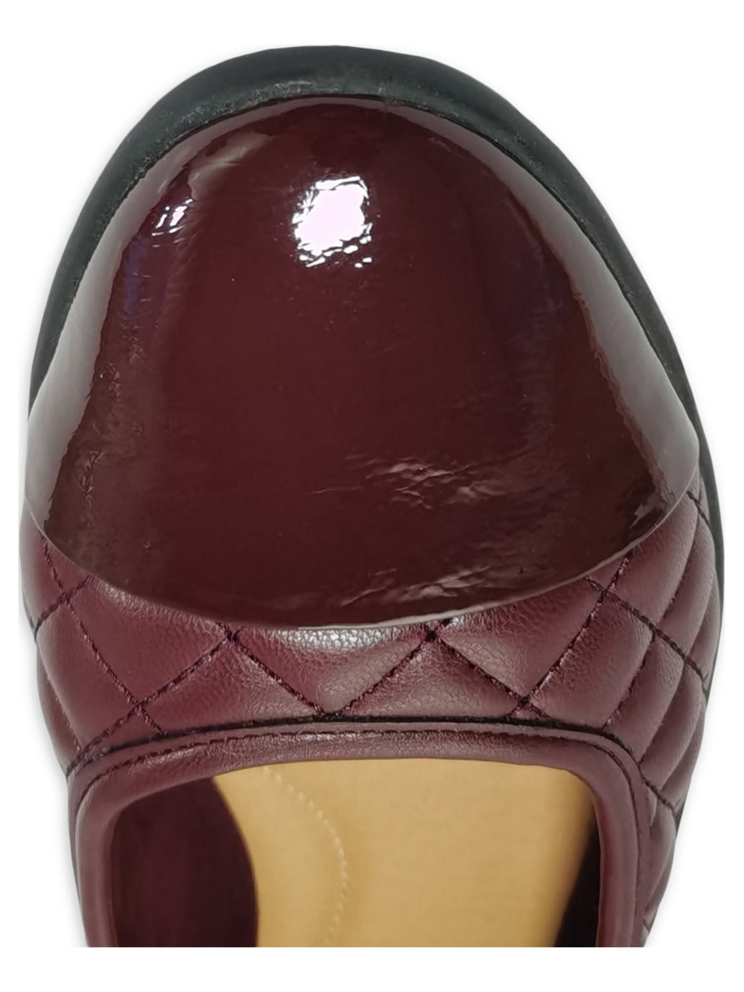 Time and Tru Women's Cap Toe Quilted Ballet Flats, Wide Width Available