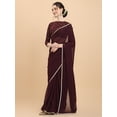 thumbnail image 4 of Women Wine Embroidered Georgette Saree with Net Blouse Piece - 18340912, 4 of 7