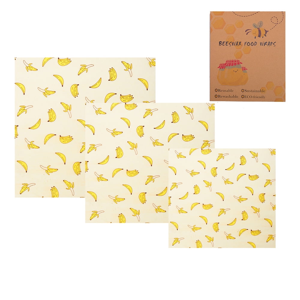 3PCS Beeswax Food Wraps Food Covers Reusable Eco-Friendly Wash Wrap Stretch lids