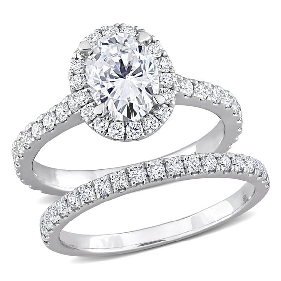 Created Forever Women's 2 1/3 CT Lab Created Diamond 14K White Gold Bridal Ring Set (G-H, VS1-VS2)