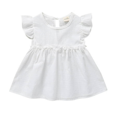 

Dpytoraw Toddler Kids Baby Girls Solid Casual A-Line Twirly Ruffle Dress Party Princess Size 3-4 Years