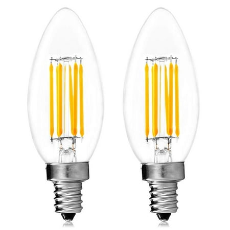 Twisted Candle Bulb Luxrite Filament LED Candle Bulb, 6W (60W Equivalent), 2700K Warm White, 650 Lumens, LED Edison Chandelier Bulb, UL Listed, Torpedo Tip, LED E12 Base, Pack of 2 ()
