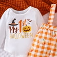 thumbnail image 5 of REgarm Baby Boy First Halloween Outfit 3PCS Clothes Set Long Sleeve Romper Cute Pattern Suspender Pants Overalls Fall Winter Outfits,9-12 Months, 5 of 5