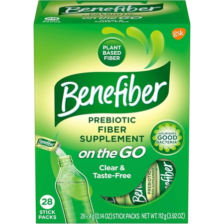 (2 pack) Benefiber Plant-Based Prebiotic Fiber Supplement, Clear and Taste-Free, 28 Stick Packs, 0.14 oz Each