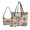 Beige-Boho Mandala Dragonfly, variant on Kuiaobaty Butterfly Moon Flower Print Handbag and Purse Set for Women Leather Top Handle Handbag with Zipper Small Underarm Bag with Wristlet Wallet for Travel Shopping, Black