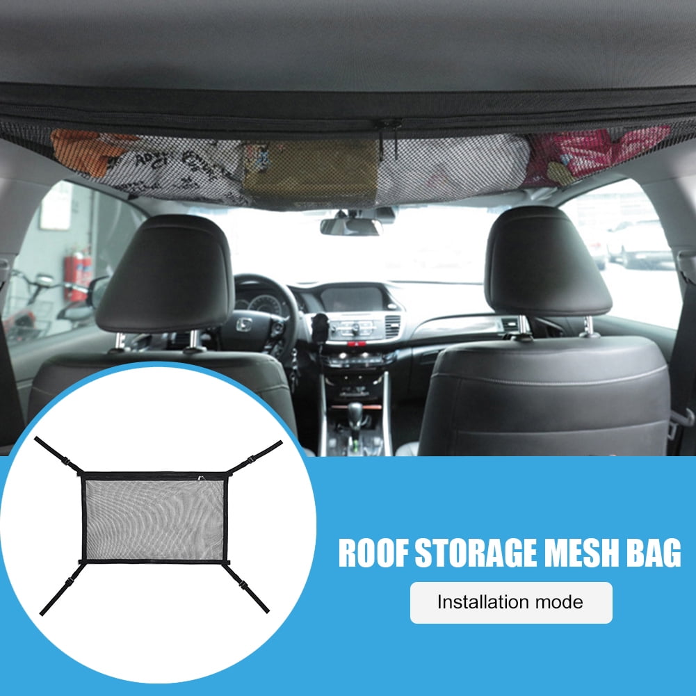 Car Ceiling Cargo Net Pocket Interior Overhead Roof Top Bag Polyester  Hanging Sundries Storage Organizer Car Net for Jeep Van SUV Trunk 