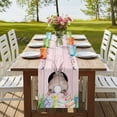 thumbnail image 4 of Table Runners 90 Inches Long Dress Scarves, Easter Bunny Farmhouse Coffee/Dining/Kitchen Table Runner for Living Room, Eggs Cute Rabbit Pink Wooden Grain Farm 13x90 Inch, 4 of 9