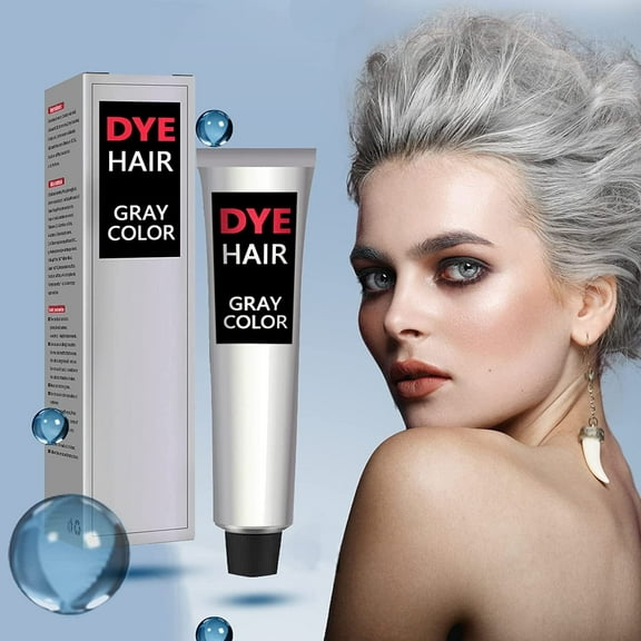 Permanent Hair Dye Color Cream, Light Grey Silver Hair Coloring Dye Creme Unisex, Safe Hair Dyeing Shampoo, Long Lasting Effect not Easily Fade, DIY Fashion Hair Dye Permanent for Men and Women